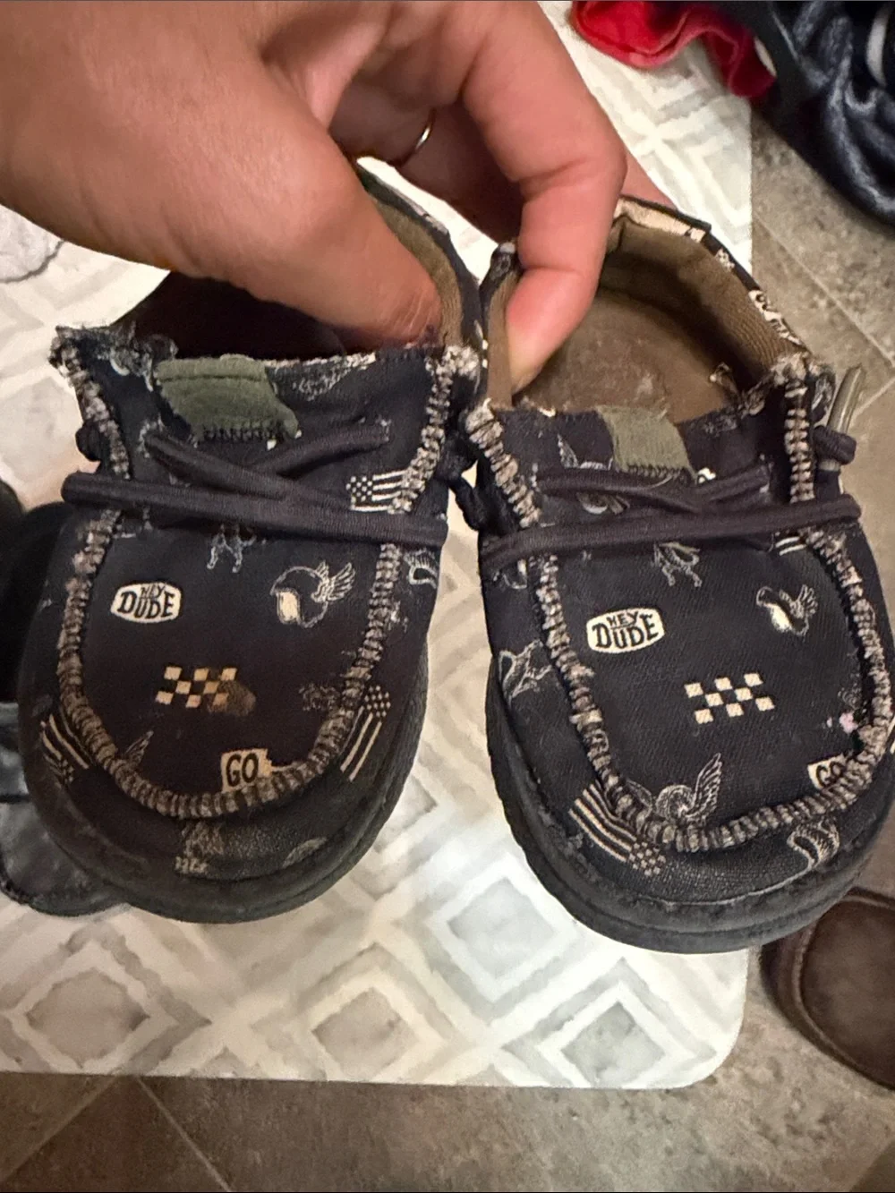 Hey Dude Kids' Slip-On Shoes in Black and Charcoal